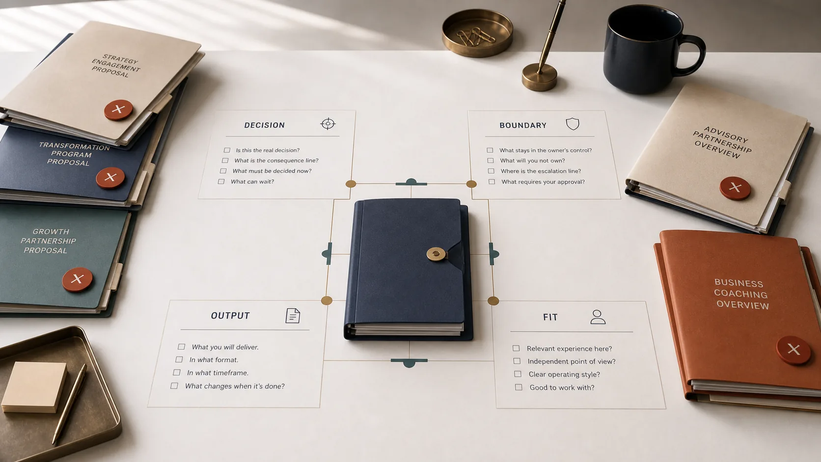 Advisor proposals filtered by the actual business decision, boundary, output, and fit.
