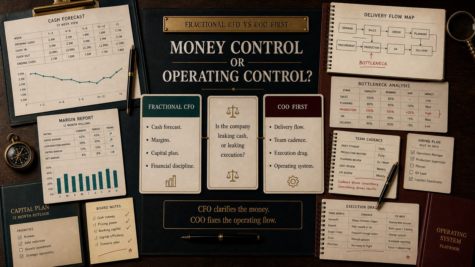 Fractional CFO vs COO First hiring sequence visual