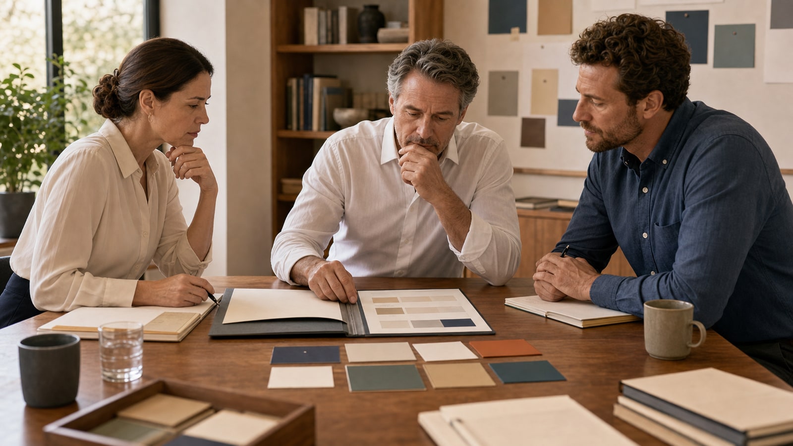 Owner and deal counsel review blank term-sheet control cards before signing.