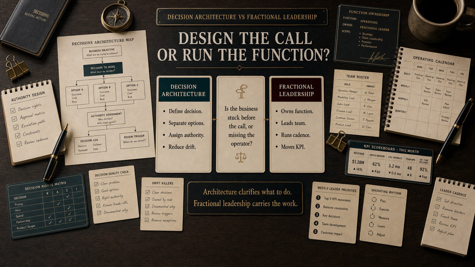 Owner Coaching vs Fractional Leadership decision visual