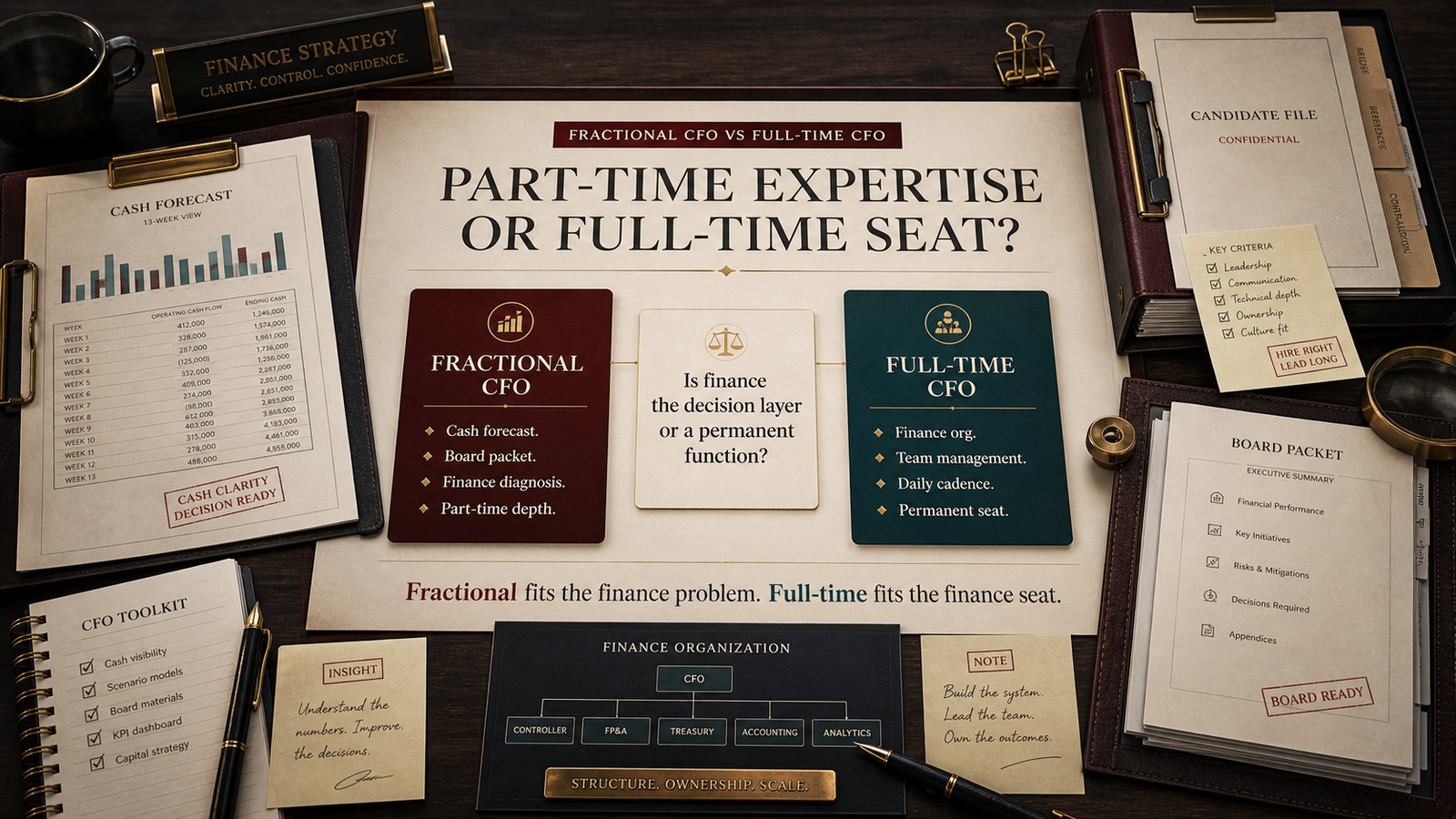 Fractional CFO vs full-time CFO decision visual