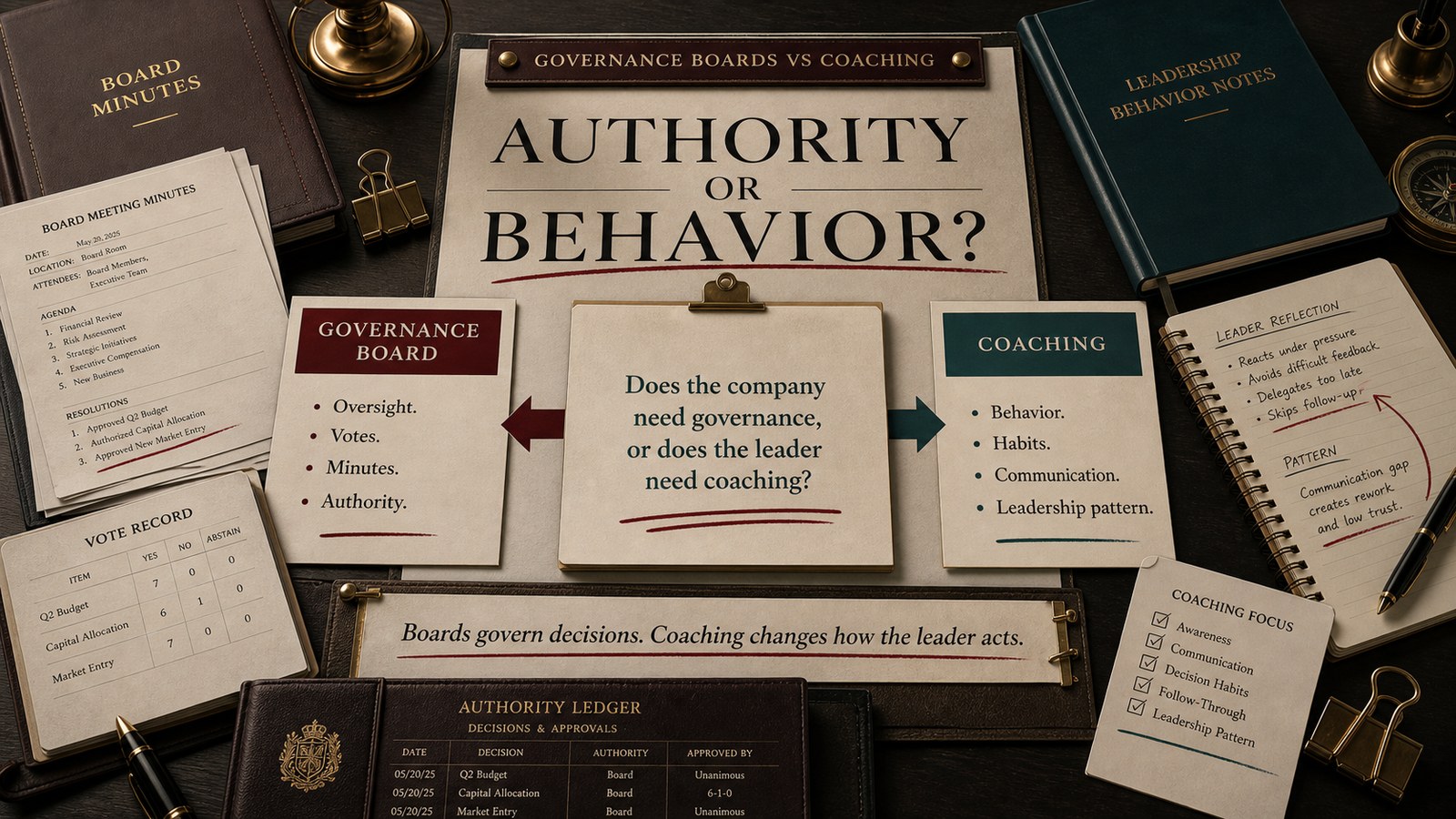 Governance boards vs coaching decision visual
