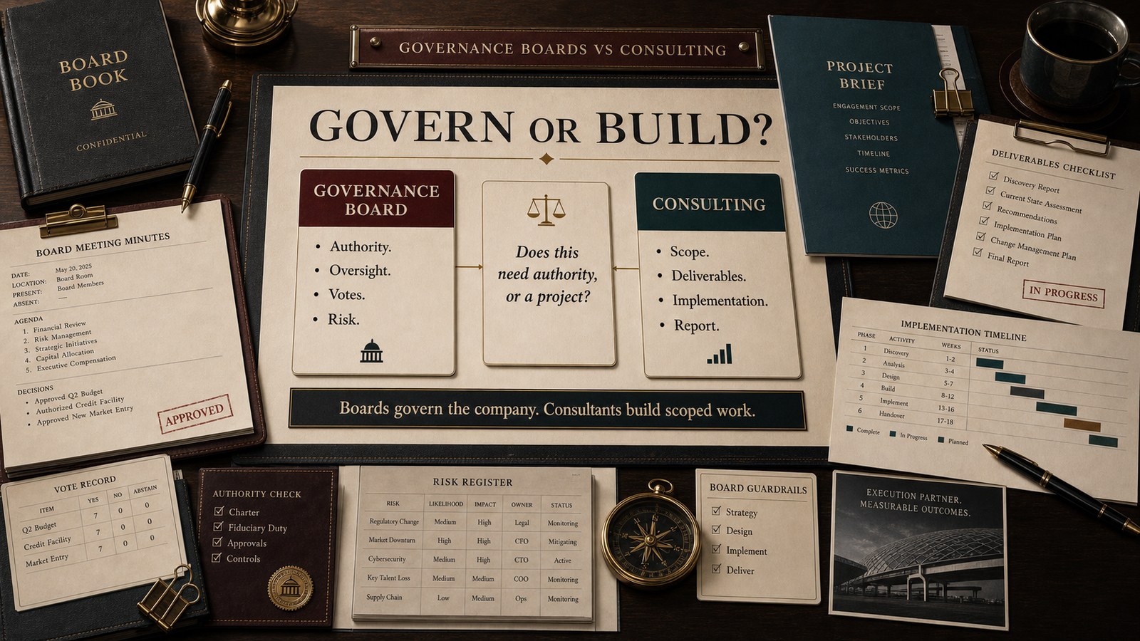 Governance boards vs consulting decision visual