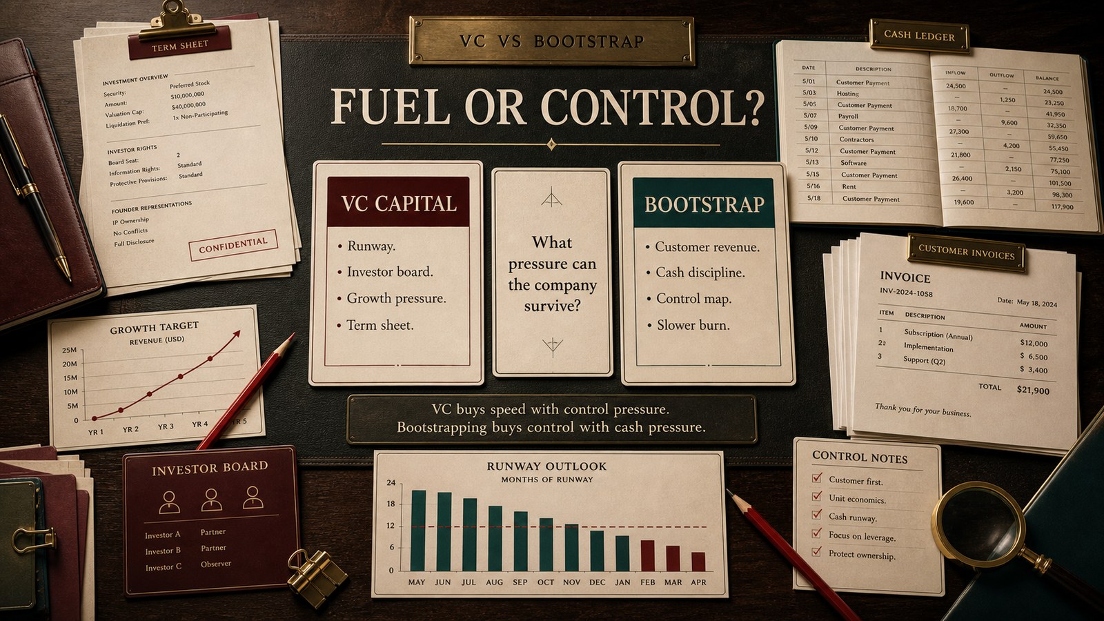 VC vs bootstrap capital path visual