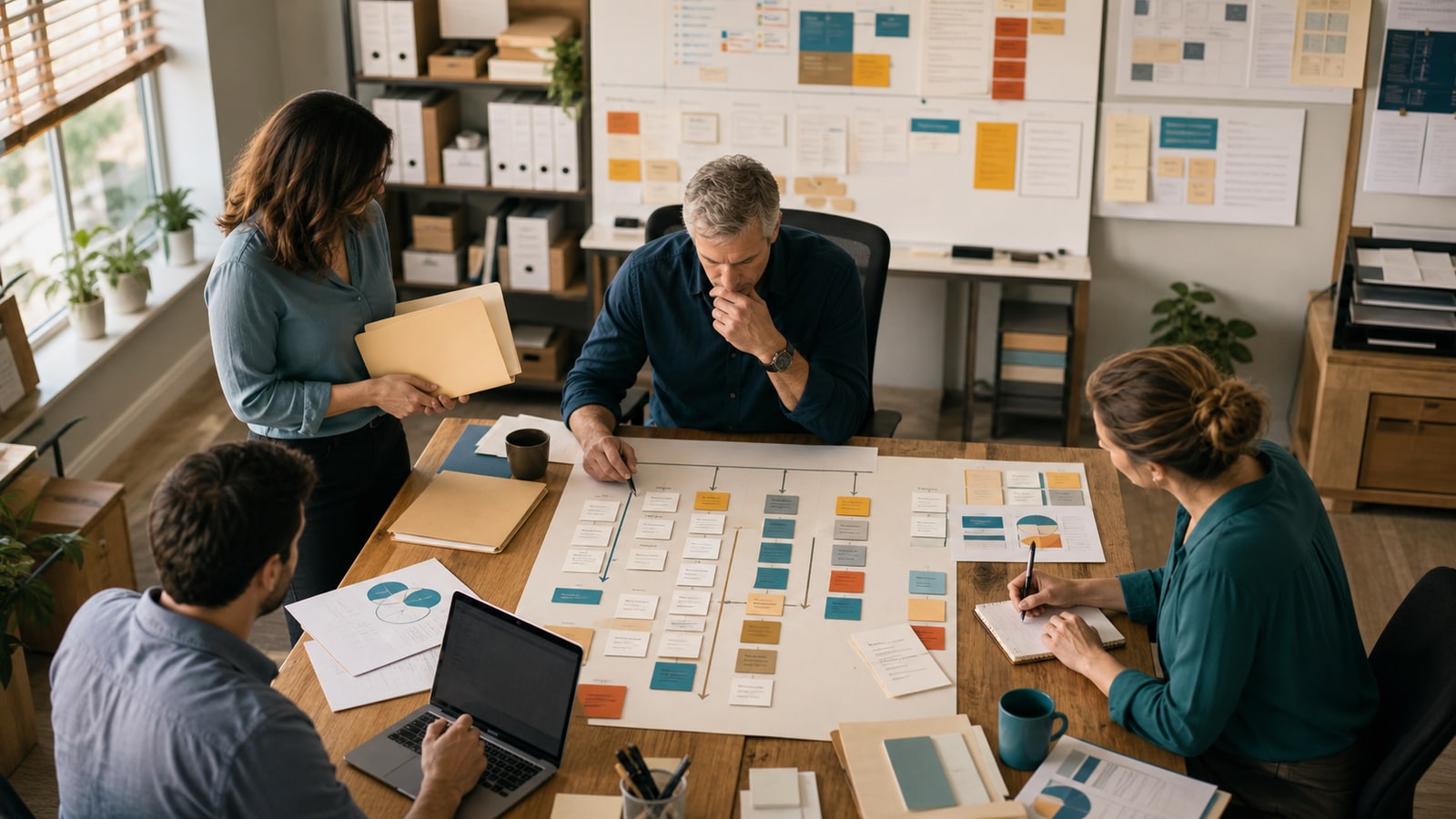 Owner and team compare private-company valuation drivers before a sale process.