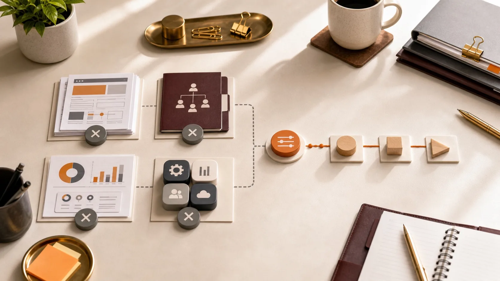 Bright business visual showing polished answers held back until the real constraint is found.
